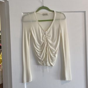 Nicholas cream white knit crop top